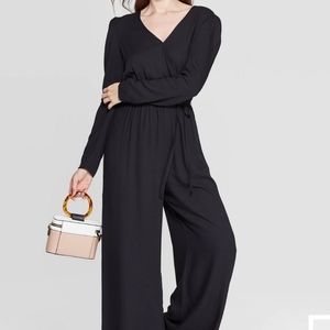 Jumpsuit Women's Long Sleeve V-Neck Wide Leg